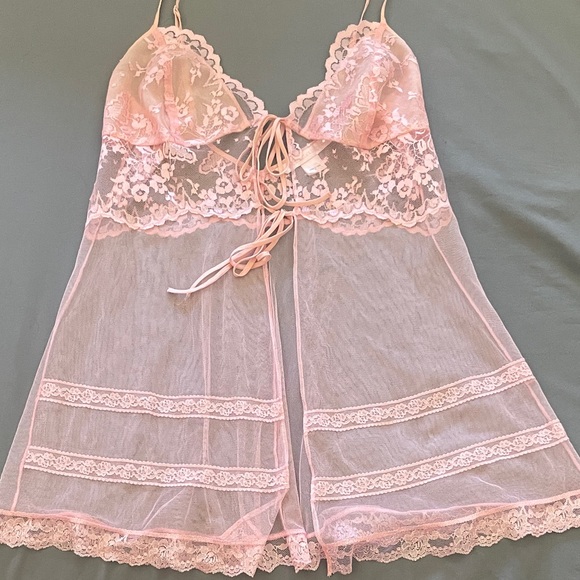 Vintage pink lace and mesh top